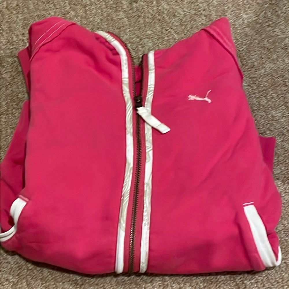 Pink Puma hooded zip-up size small
